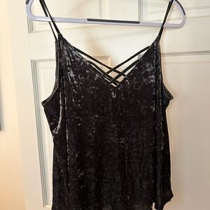 American Eagle Velvet Crisscross Cami Tank Top - Brown XXL